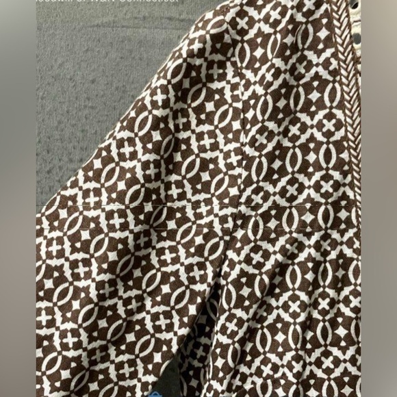 Tory Burch Brown and White Embellished Linen size 2 - Picture 3 of 6